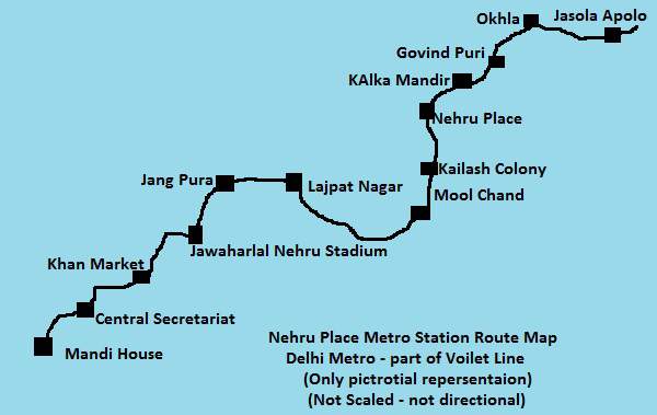 Nehru Place Metro Route Map